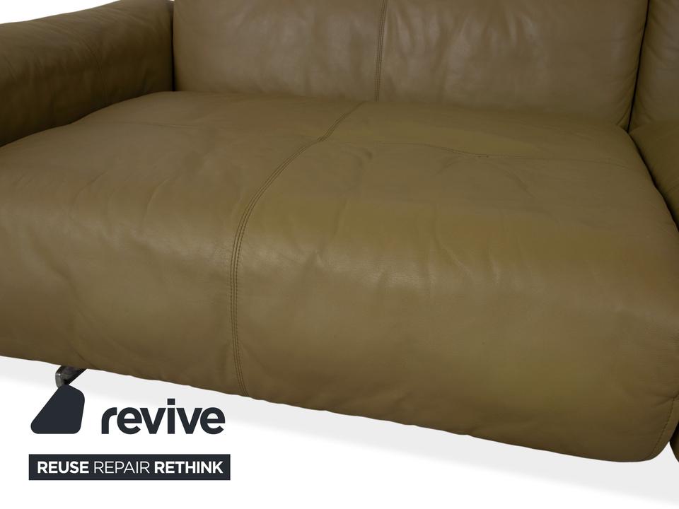 Rolf Benz 50 Dreisitzer Leder Sofa Kaki Grün Braun mit – Bild 6