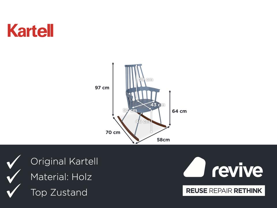 Kartell Comback Schaukelstuhl Holz Kunststoff Blau Patricia – Bild 2