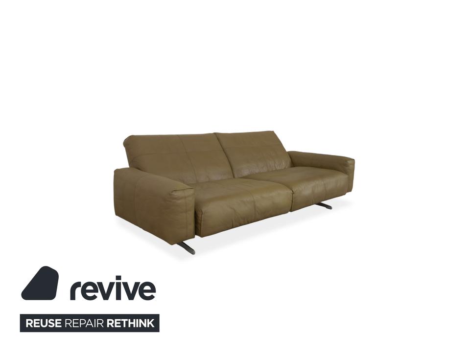 Rolf Benz 50 Dreisitzer Leder Sofa Kaki Grün Braun mit – Bild 3