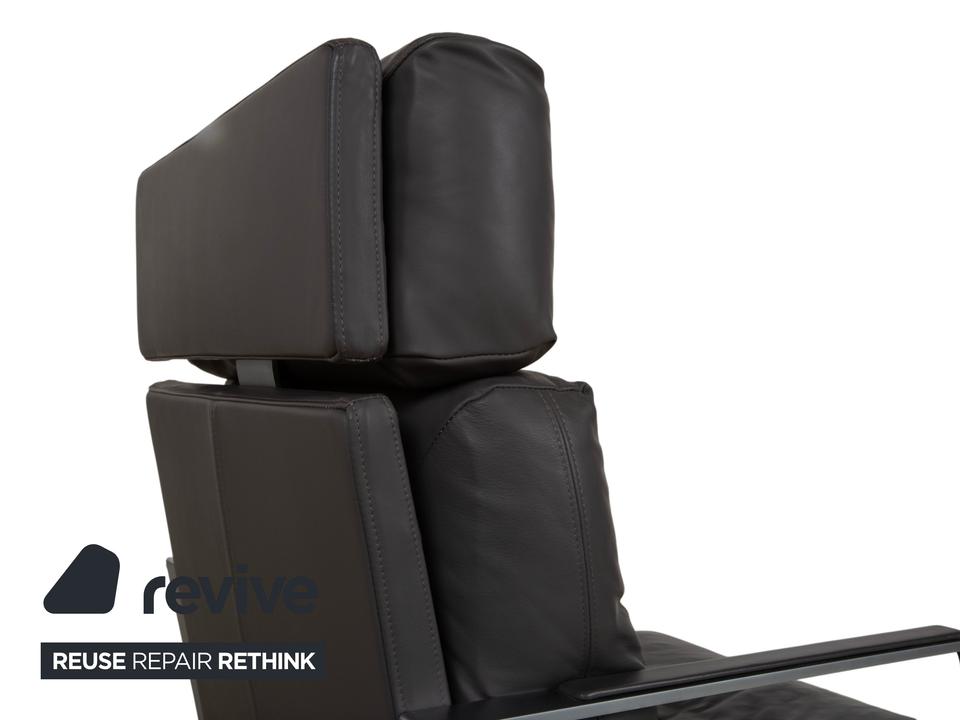 Rolf Benz Leder Metall Sessel Schwarz Anthrazit Dunkelbraun – Bild 8