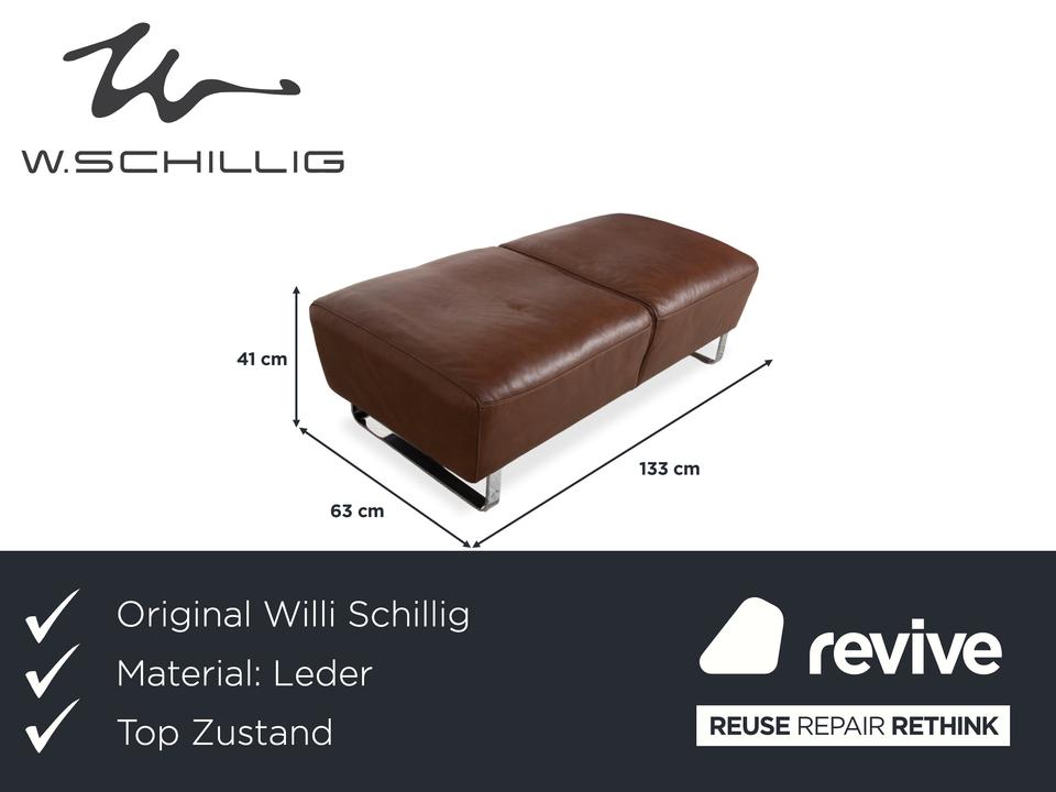 Willi Schillig Alessiio Leder Hocker Braun Mokka – Bild 2