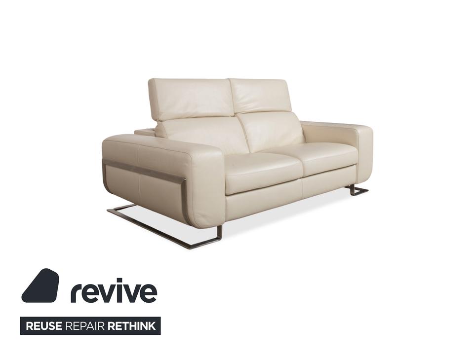 Joop 007 Leder Zweisitzer Creme Sofa Couch Metallfüße – Bild 4