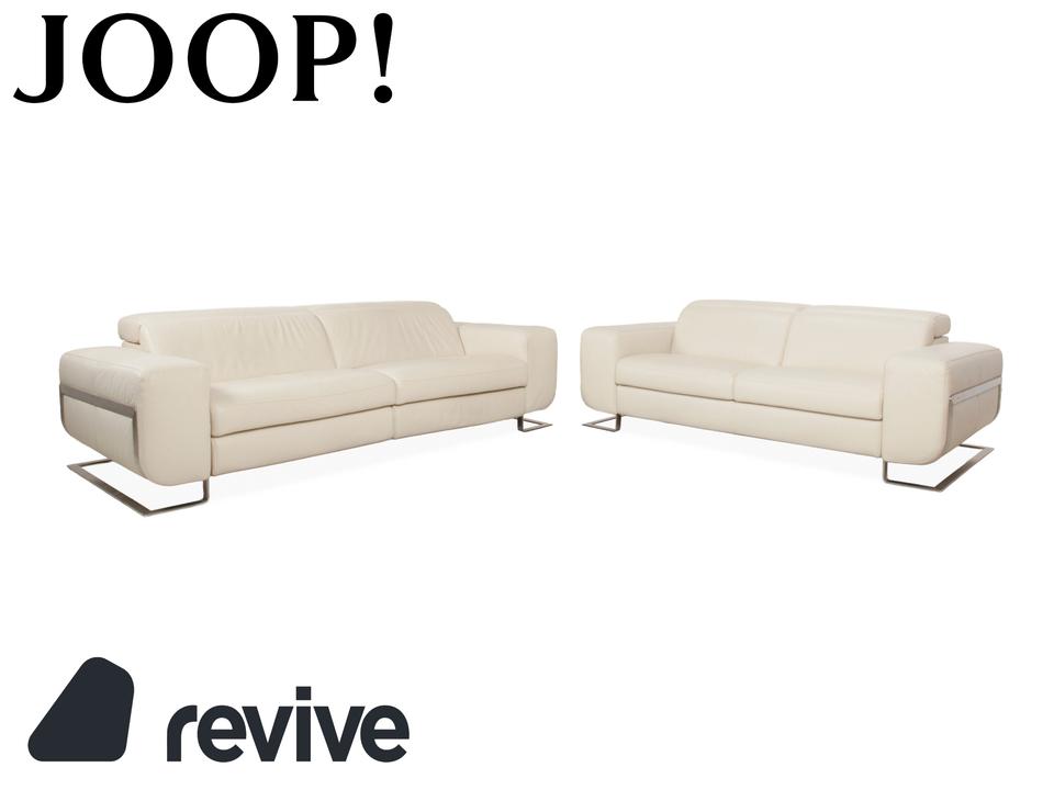 Joop 007 Leder Garnitur Dreisitzer & Zweisitzer Creme Sofa Couch
